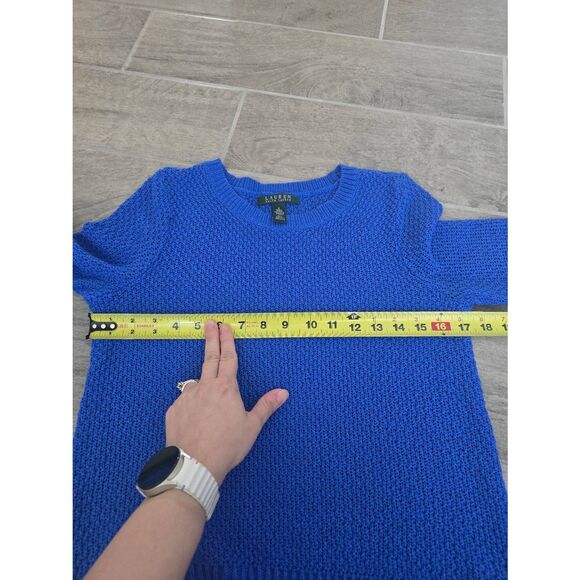 Women's‎ Lauren Ralph Lauren Open Knit Blue Sweater Size Small - Picture 2 of 6